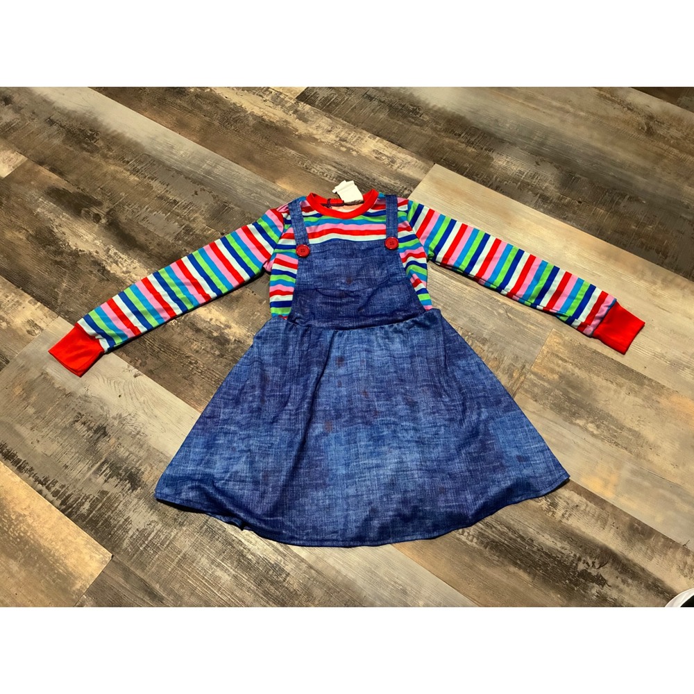 Chucky Child of Play Horror Movie Costume Dress Girls Size 7-8 Medium Multicolor